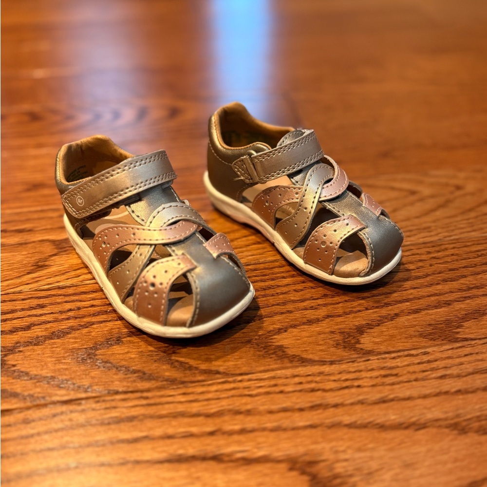 Stride Rite | Xena Sandals | Metallic Champagne and Pink | Baby Size 5W